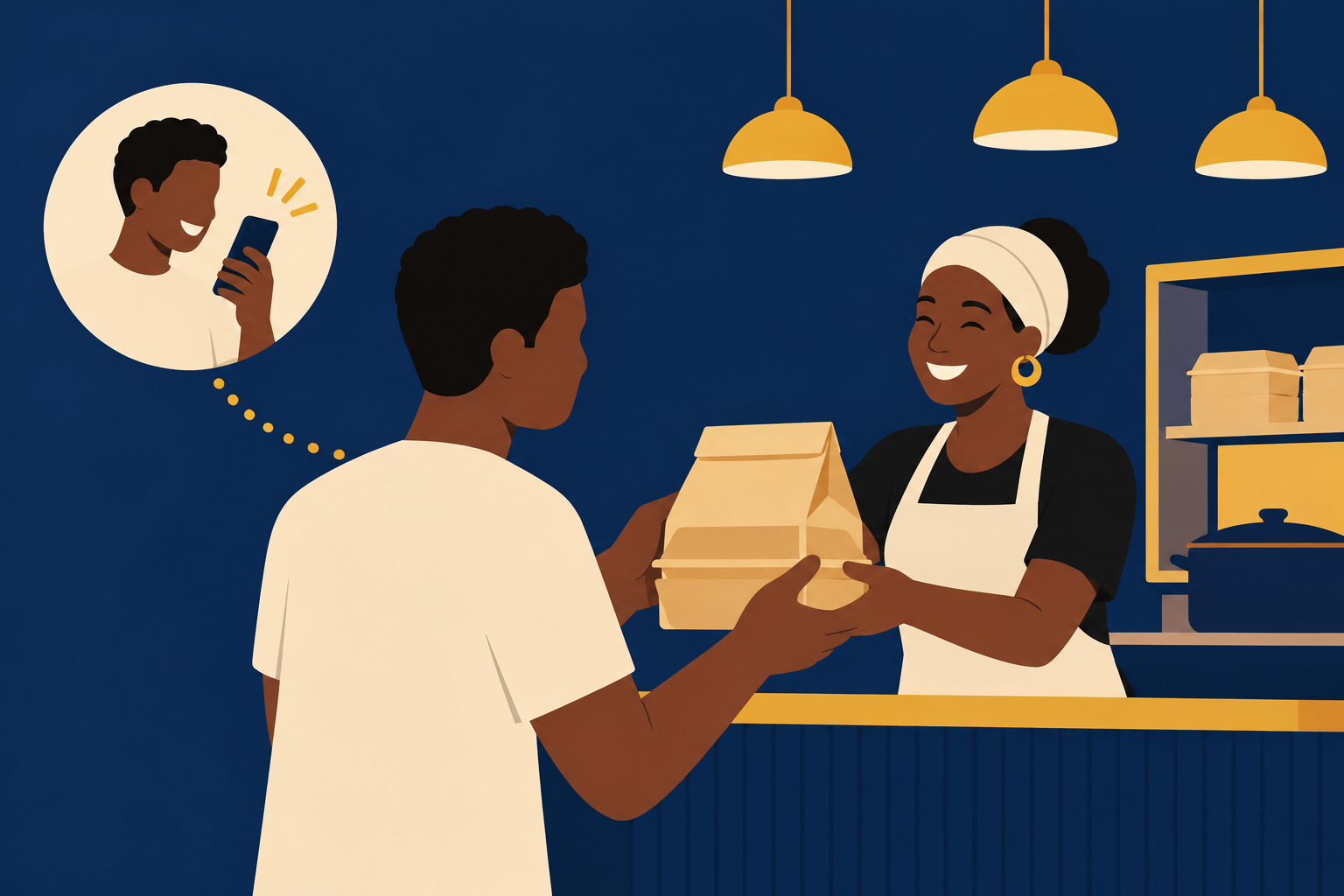 A regular customer returns after a helpful restaurant message